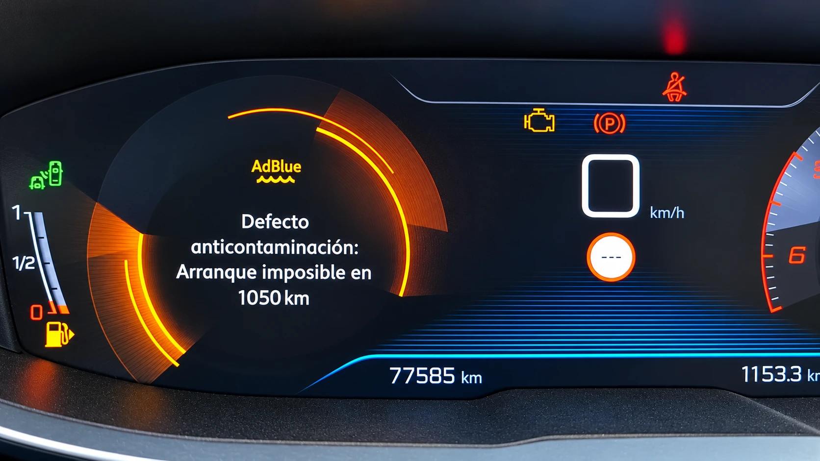 Aviso AdBlue de defecto anticontaminación: arranque imposible en 1050 km.